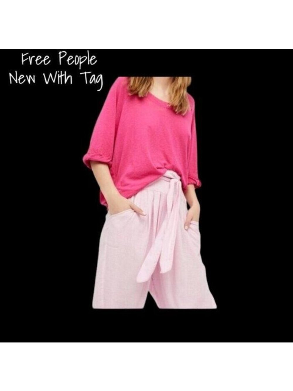Free People Pink Top Tee Shirt We the Free Size Medium New With Tag